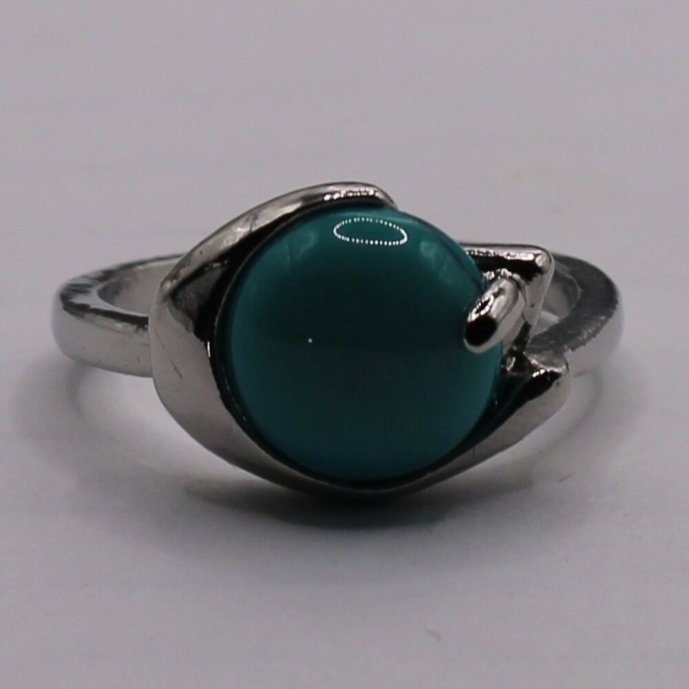 111255-US 7.5 Round Blue Stone Ring.